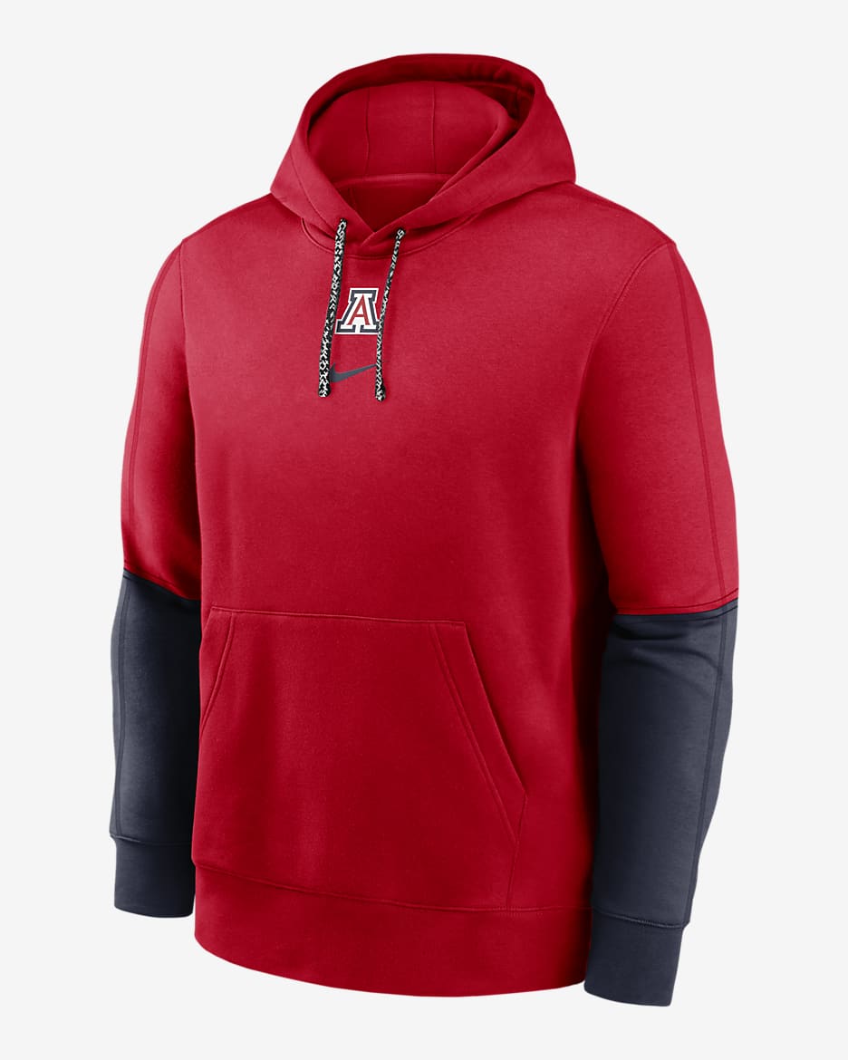 Sudadera con gorro sin cierre universitaria Nike para hombre Arizona Wildcats Sideline Team Issue Club - Rojo