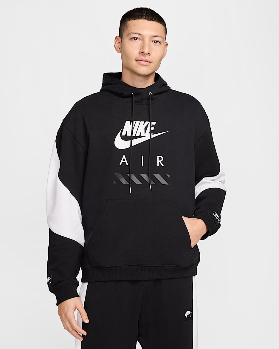 Nike Air Men's Fleece Pullover Hoodie - Black/White/White