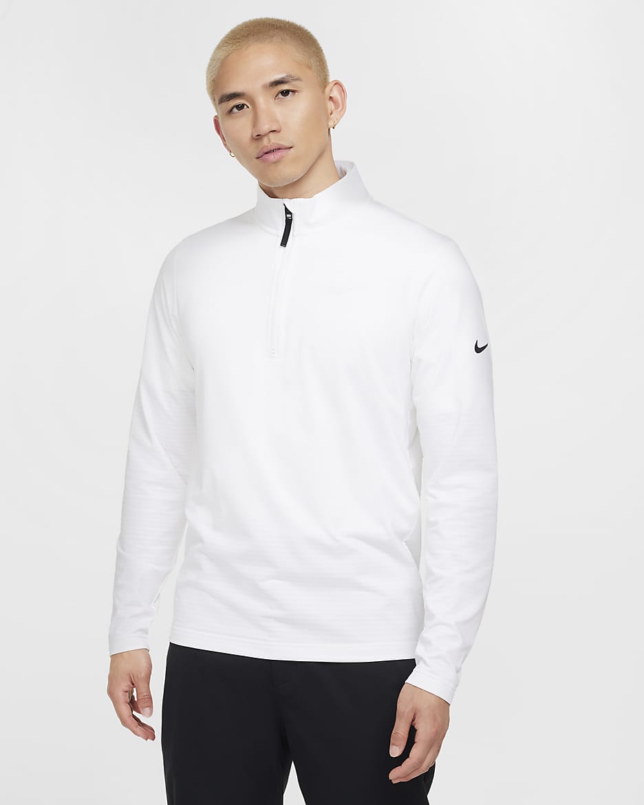 Nike Victory 男款 Dri-FIT 半長式拉鍊高爾夫上衣 - 白色/黑色