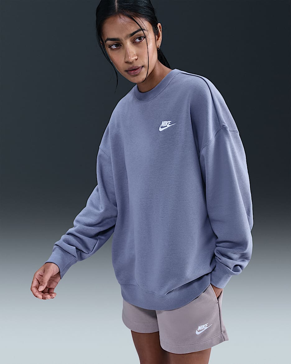 Nike Sportswear Club Fleece Women's Loose Crew-Neck Sweatshirt - World Indigo/White
