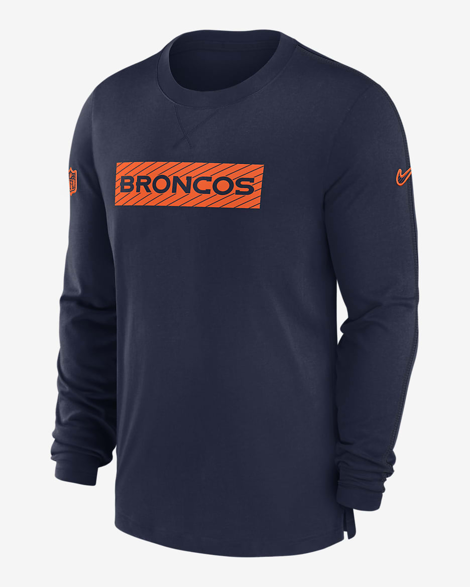 Denver Broncos Sideline Player Team Issue Men’s Nike Dri-FIT Long-Sleeve Top - Navy