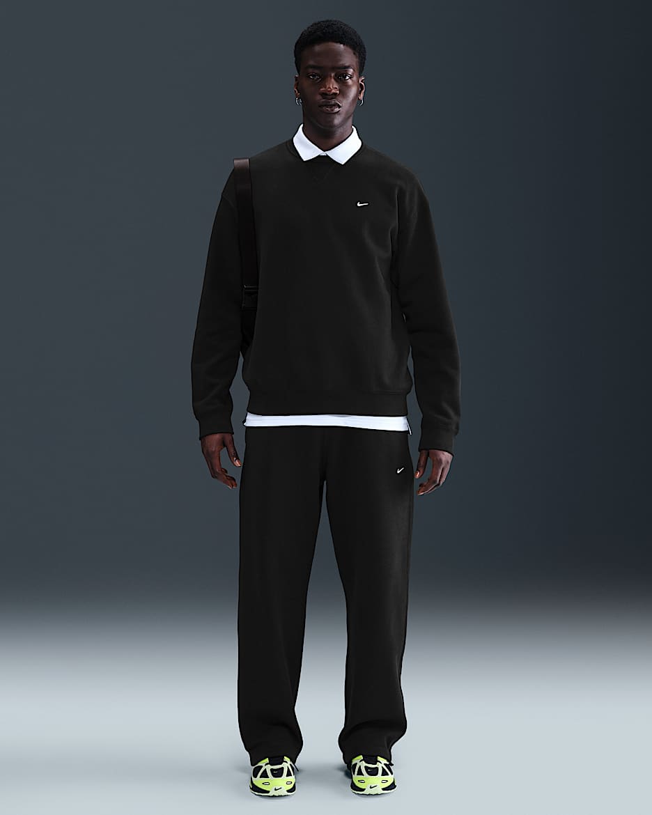Nike Solo Swoosh Men's Fleece Open-Hem Trousers - Black/Black/White