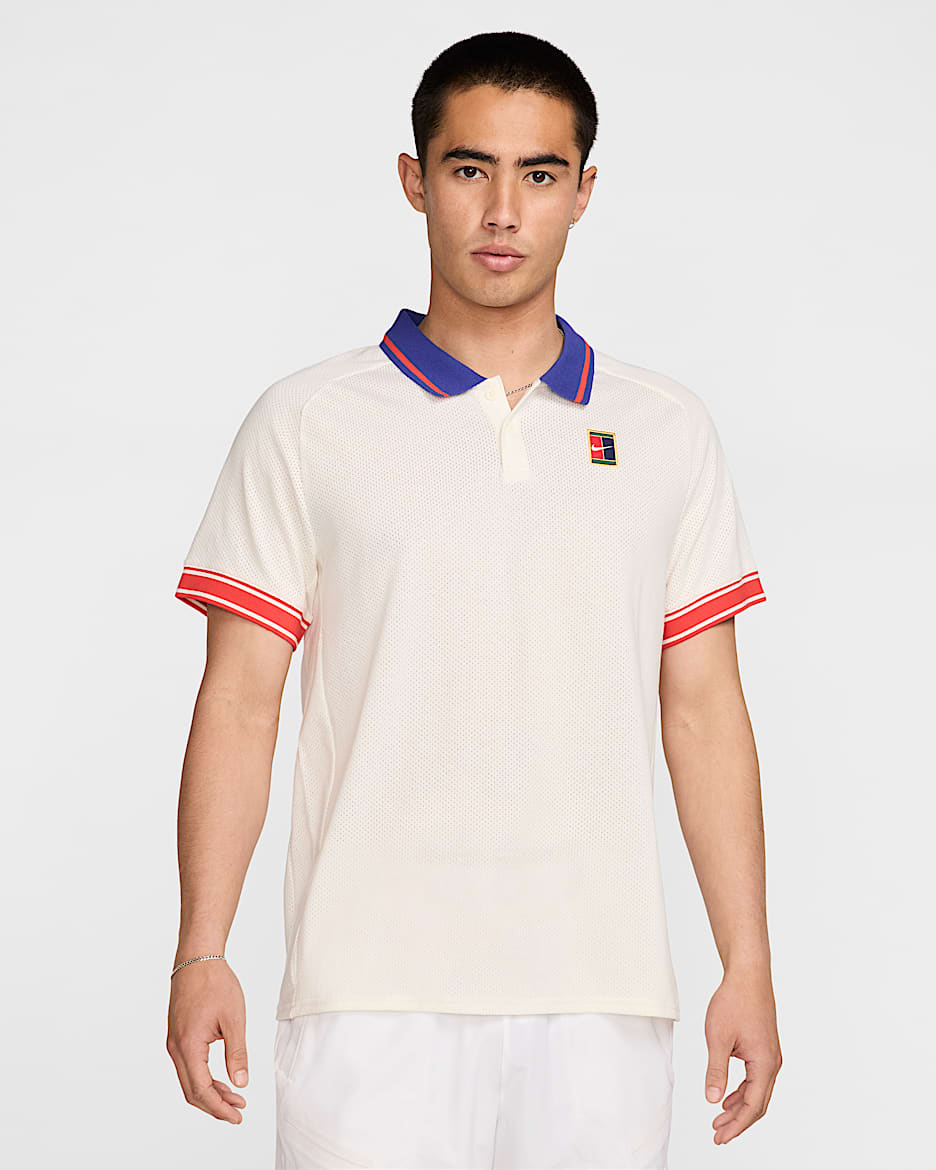 NikeCourt Heritage Herren-Tennis-Poloshirt - Pale Ivory/Light Crimson
