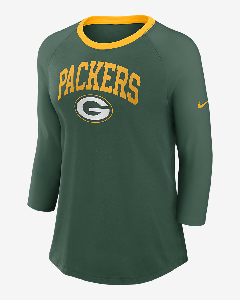 Playera de manga 3/4 Nike de la NFL para mujer Green Bay Packers - Verde