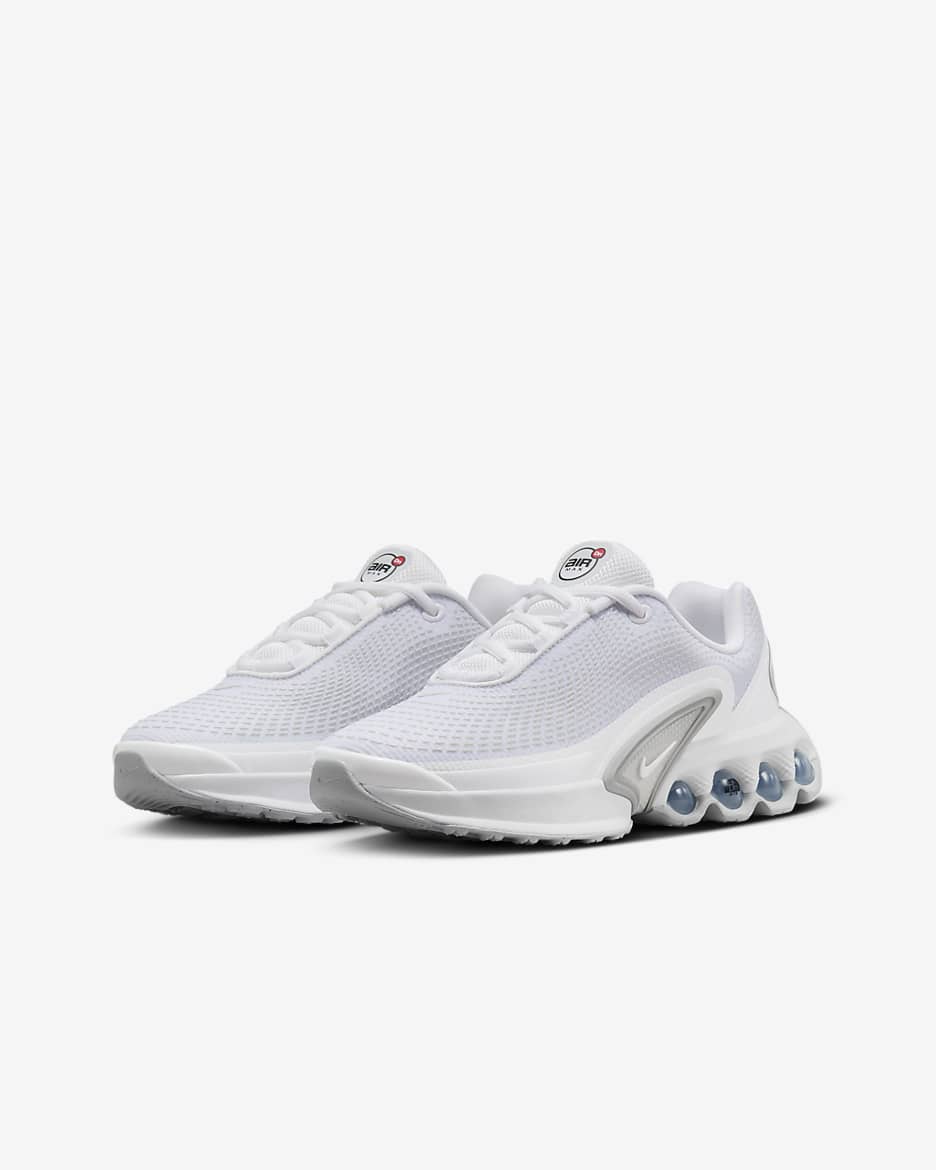 Nike Air Max Dn Older Kids' Shoes - White/White/Metallic Silver/White