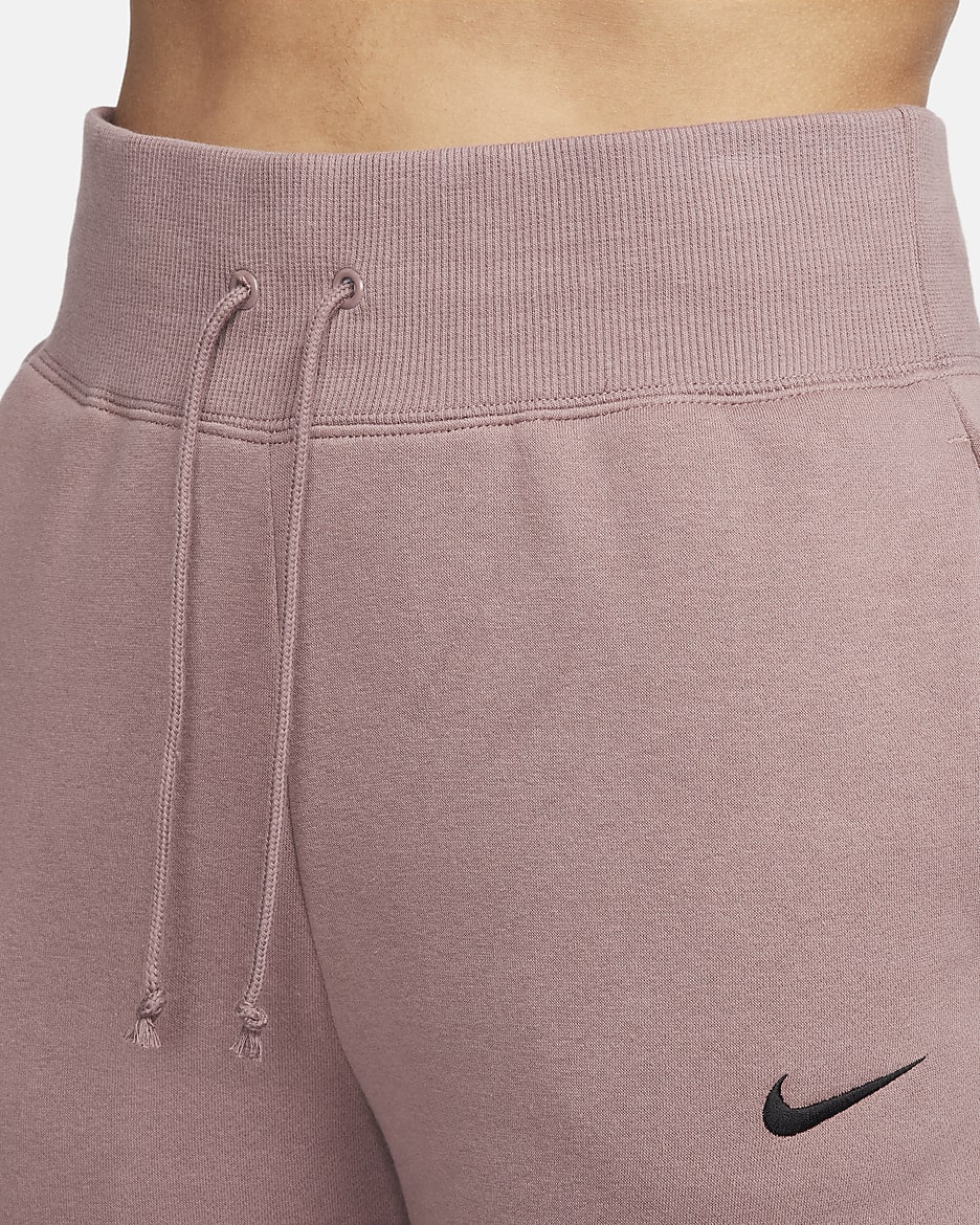 Joggers de tiro alto para mujer Nike Sportswear Phoenix Fleece - Malva humeante/Negro