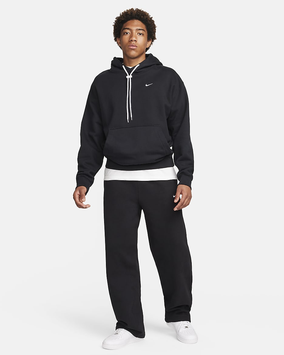 Nike Solo Swoosh Men's Open-Hem Fleece Trousers - Black/White