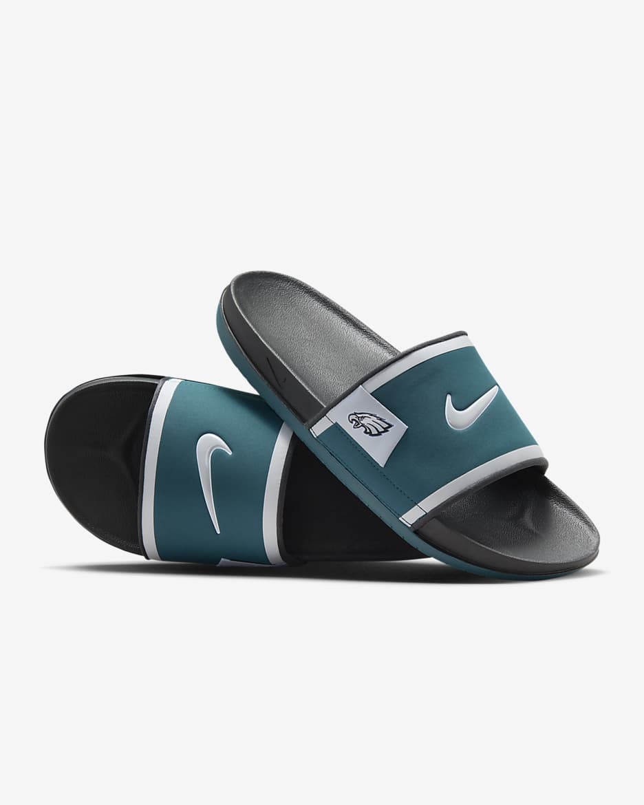 Chanclas Offcourt Nike Offcourt (Philadelphia Eagles) - Azul verdoso deportivo/Gris humo oscuro/Plata campo