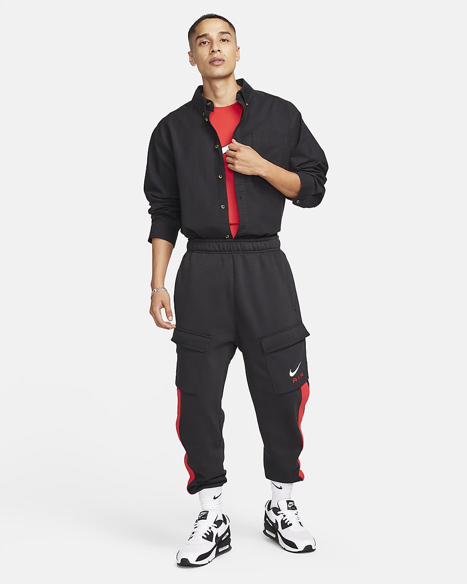 Pantalon cargo en tissu Fleece Nike Air pour homme - Noir/University Red