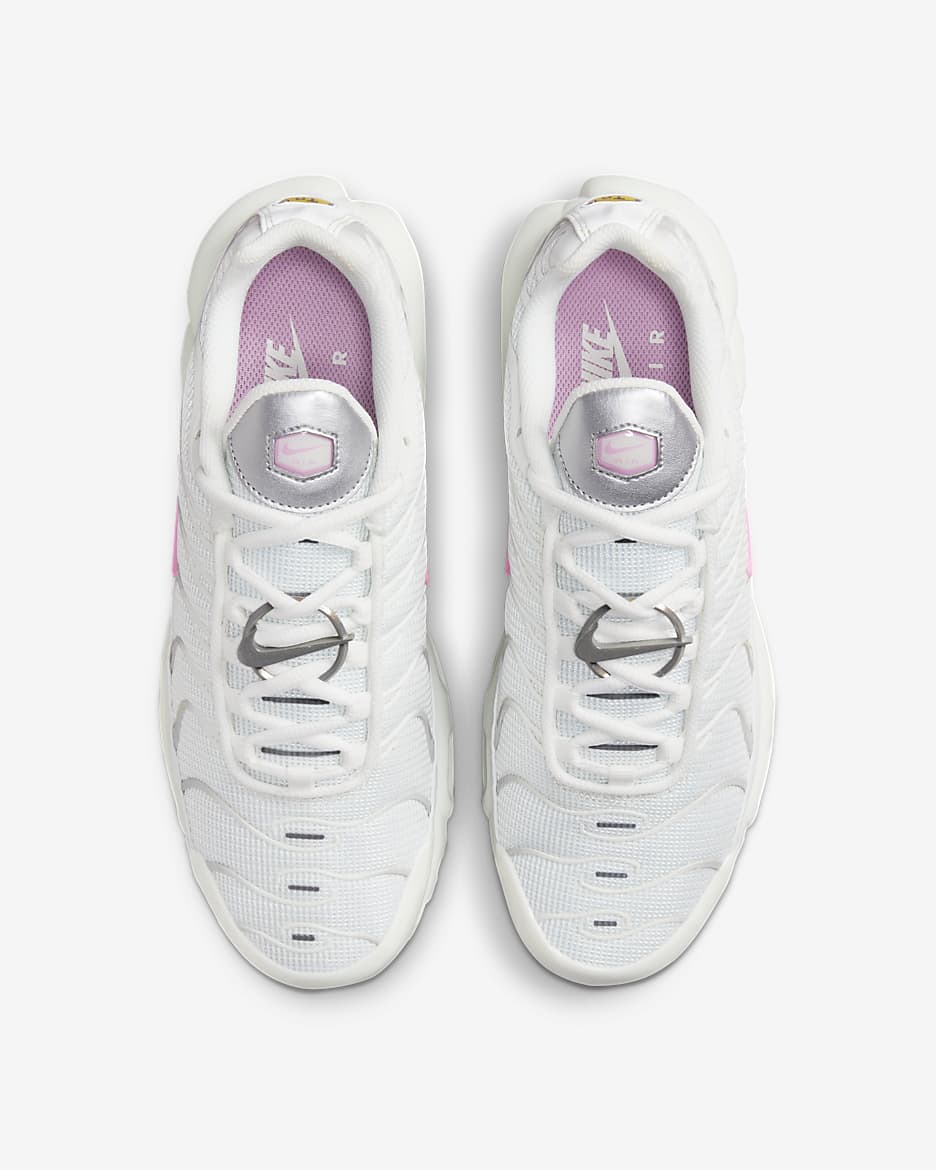 Sapatilhas Nike Air Max Plus para mulher - Branco Summit/Cinzento Fog/Prateado metalizado/Rosa Rise