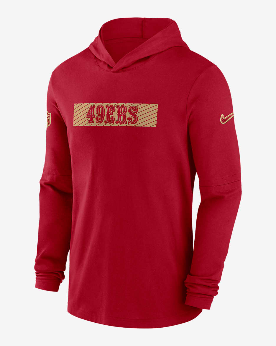 San Francisco 49ers Sideline Men's Nike Dri-FIT NFL Long-Sleeve Hooded Top - Red