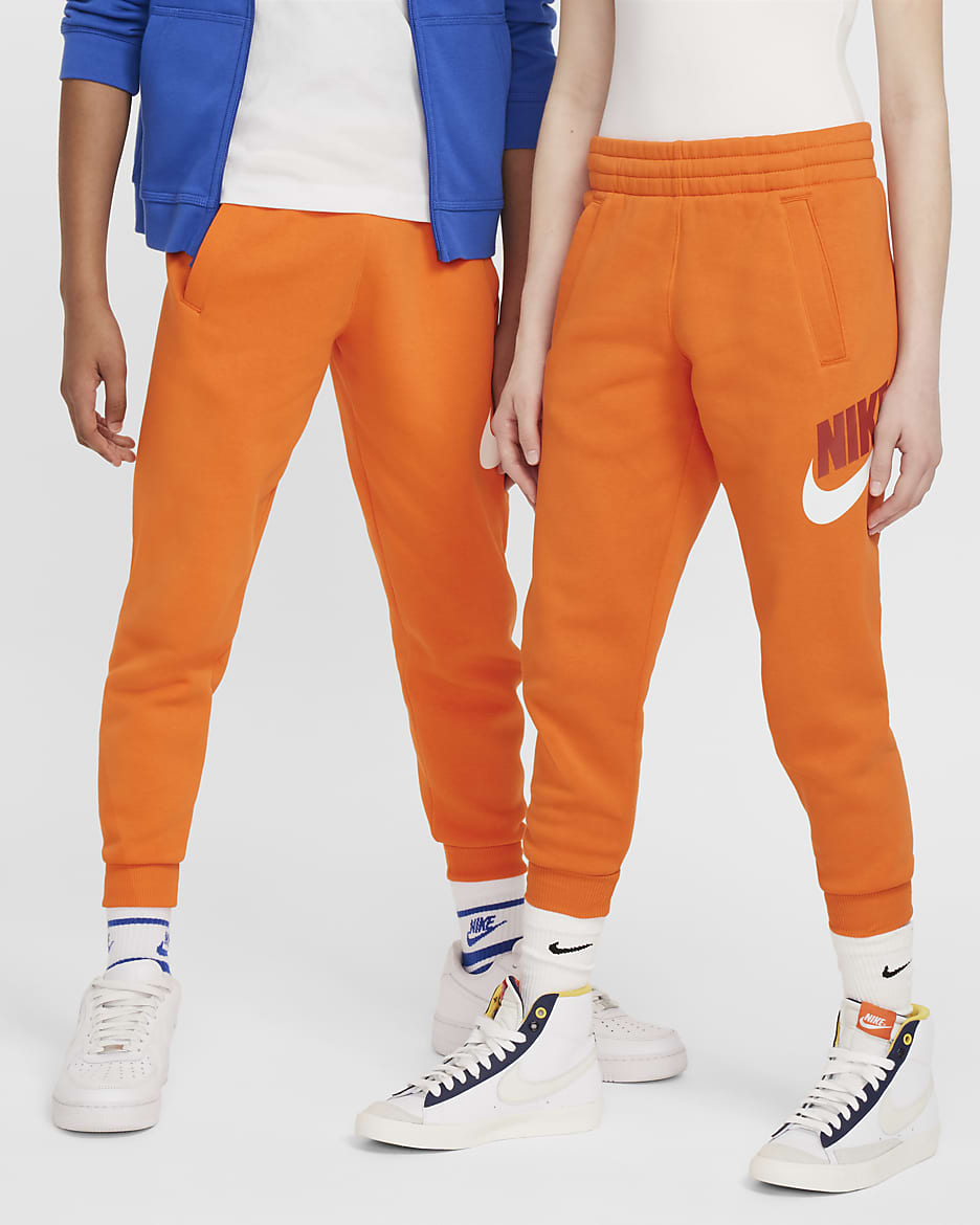 Nike Club Fleece Big Kids' Joggers - Safety Orange/White/Dragon Red