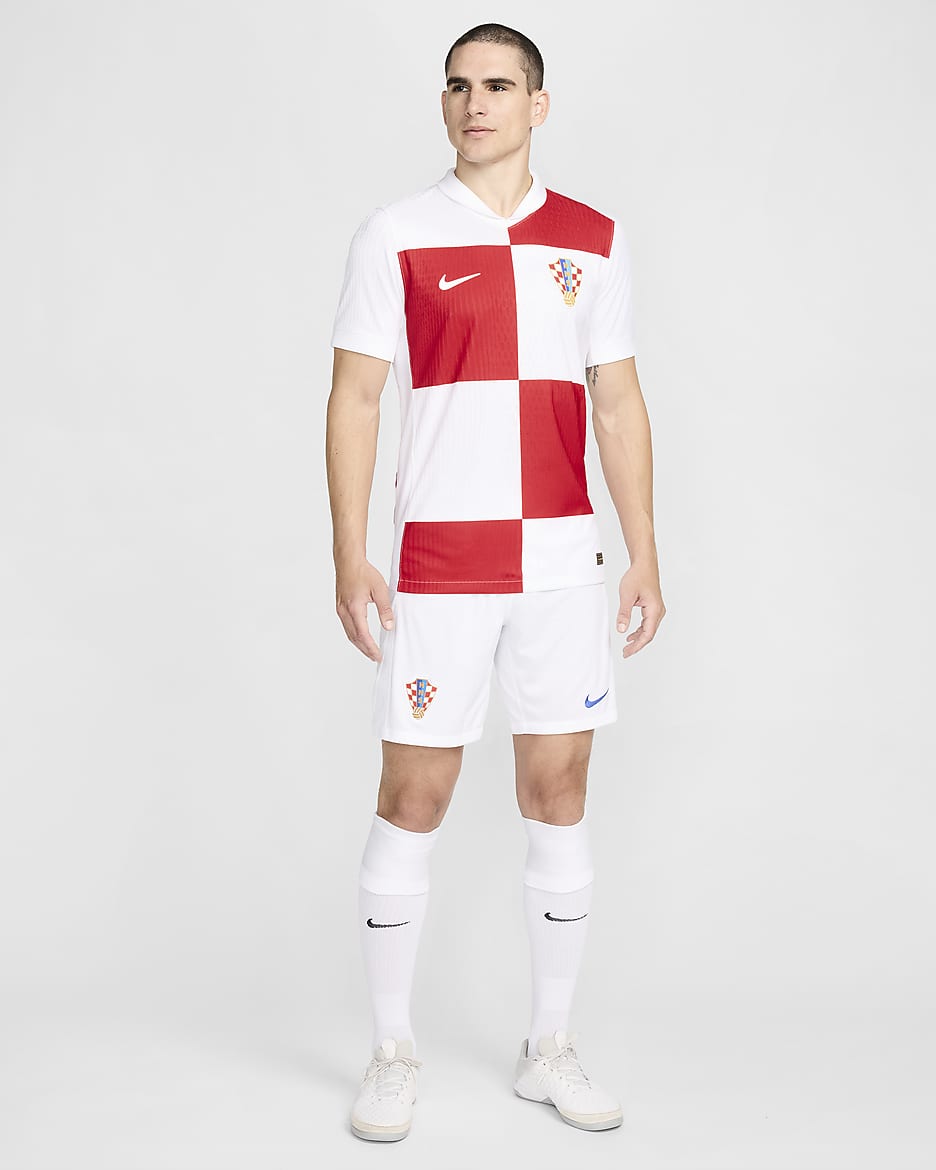 Maillot de foot à manches courtes authentique Nike Dri-FIT ADV Croatie 2024/25 Match Domicile pour homme - Blanc/University Red/Blanc