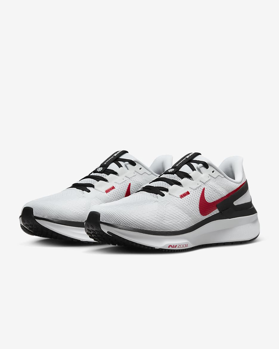 Nike Structure 25 Men's Road Running Shoes - White/Black/Light Smoke Grey/Fire Red