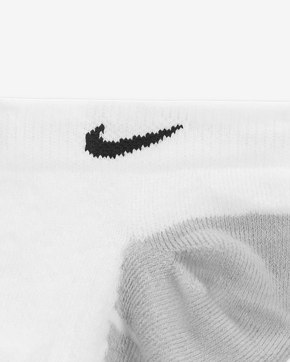 Nike Everyday Max Cushioned Training No-Show Socks (3 Pairs) - White/Wolf Grey/Black