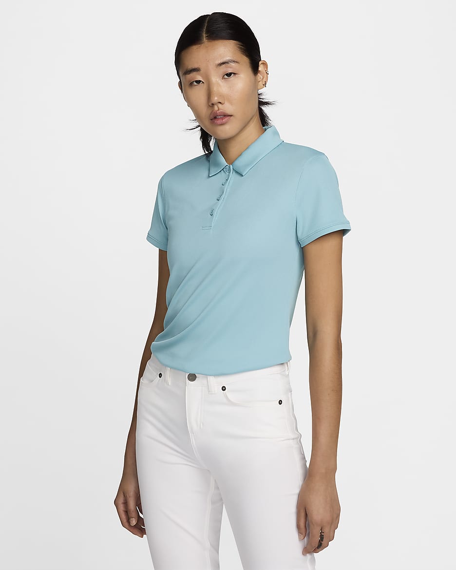 Nike Dri-FIT Victory Women's Golf Polo - Denim Turquoise/White