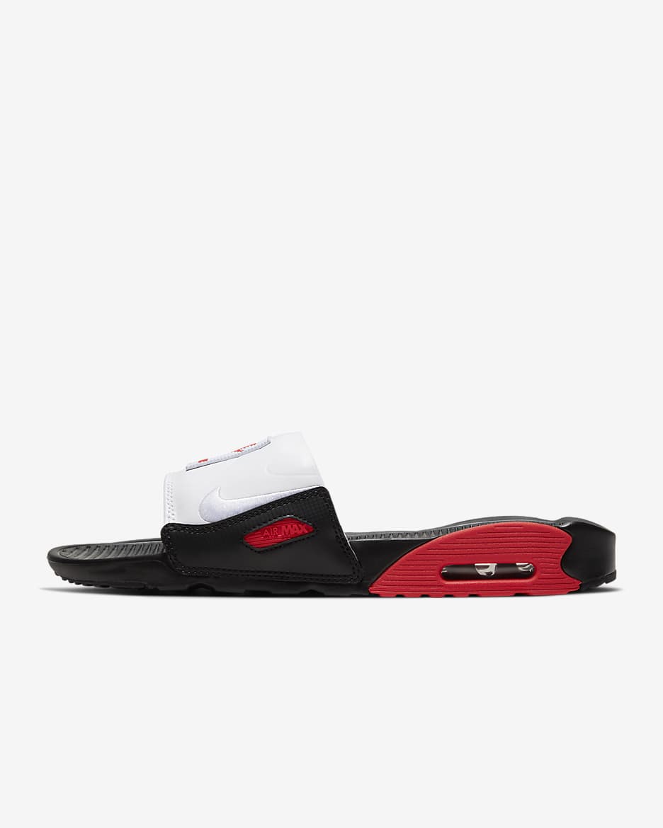 Nike Air Max 90 Slides - Black/Chile Red/White