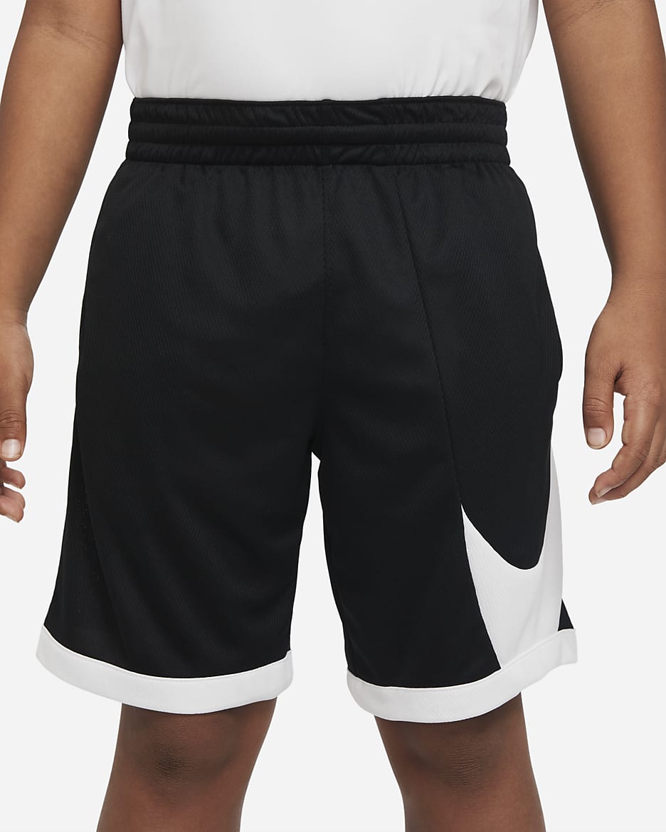 Nike Dri-FIT-basketballshorts til større børn (drenge) - sort/hvid/hvid/hvid