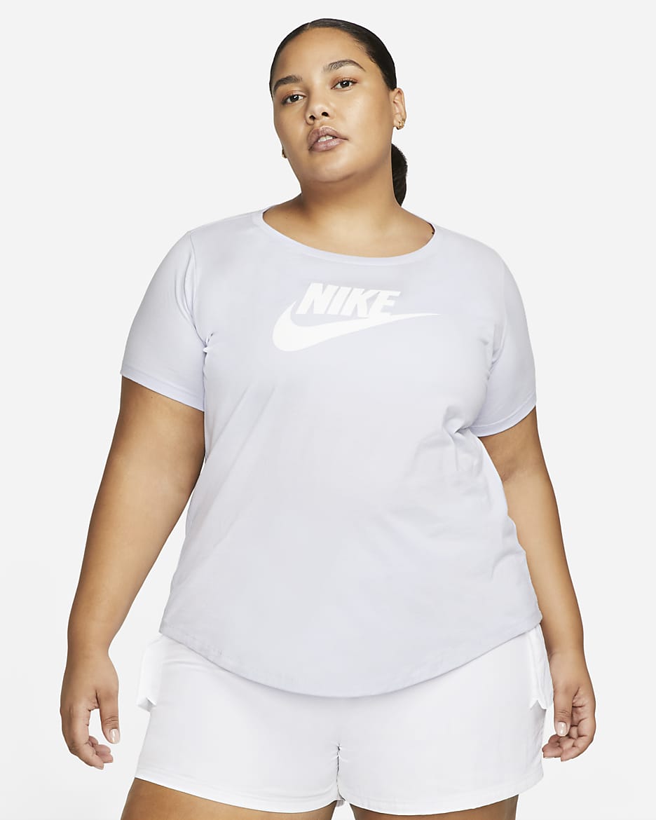 Nike Sportswear Essentials Women's Logo T-Shirt (Plus size) - Oxygen Purple/White