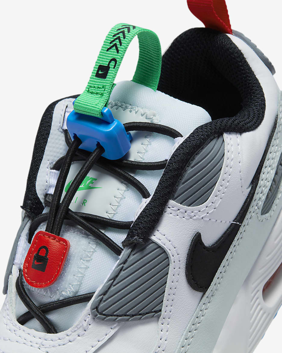 Nike Air Max 90 Toggle Younger Kids' Shoes - White/Pure Platinum/Stadium Green/Black