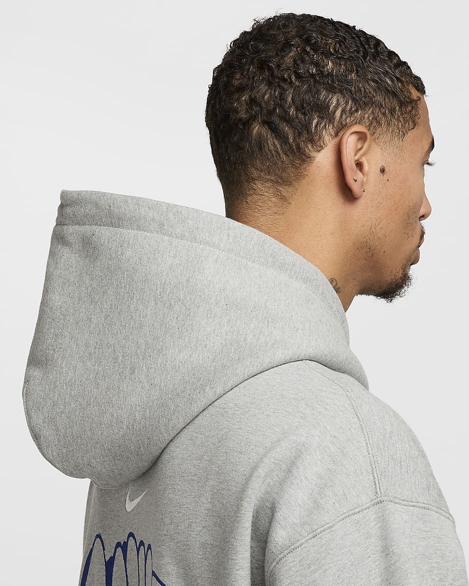 Nike Solo Swoosh Men's Fleece Hoodie - Dark Grey Heather/Sail