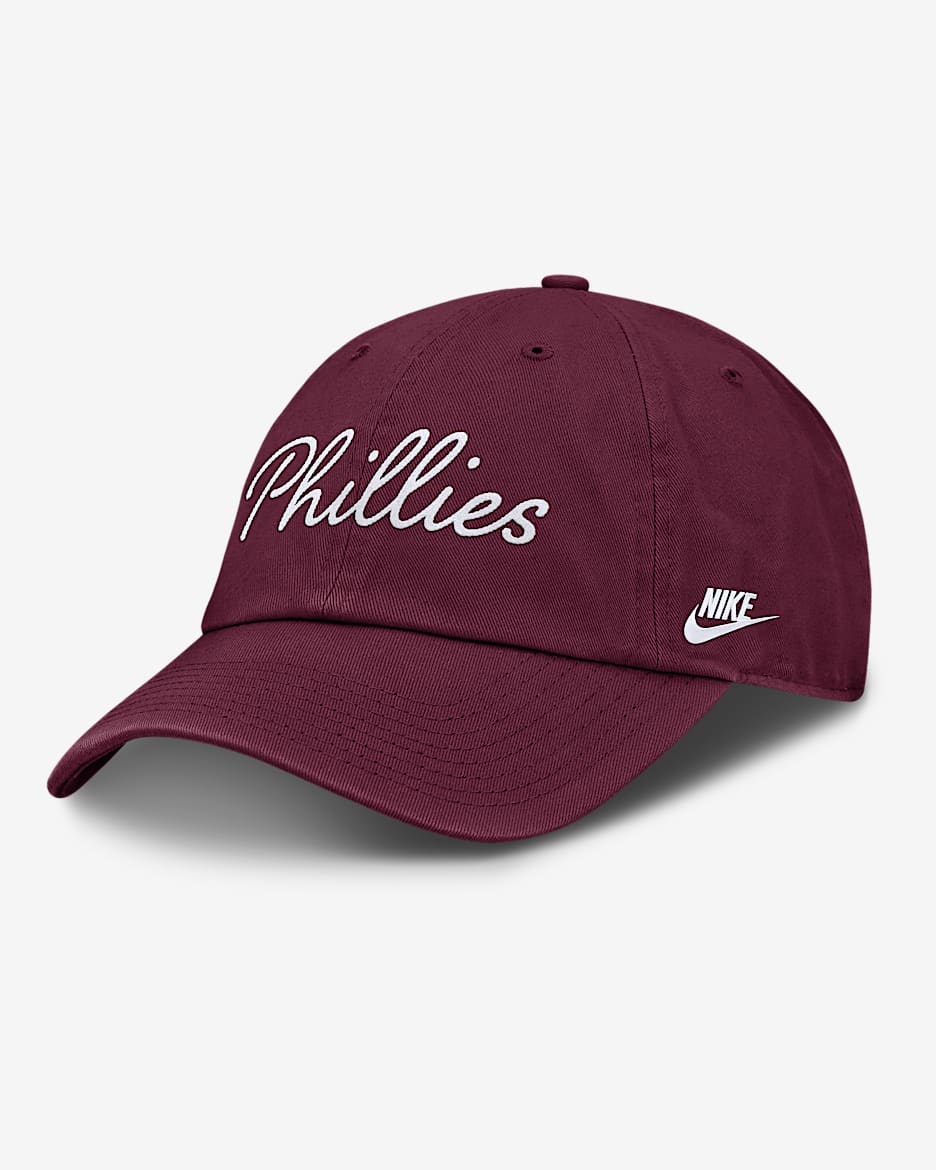 Gorra Nike de la MLB ajustable para mujer Philadelphia Phillies Cooperstown Script
 - Castaña