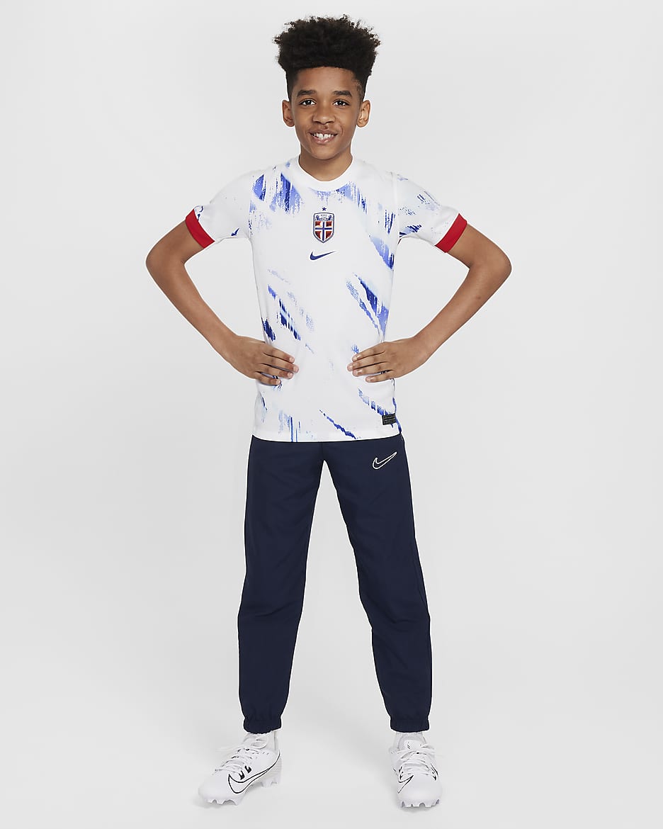 Norway (Women's Team) 2024/25 Stadium Away Big Kids' Nike Dri-FIT Soccer Replica Jersey - White/University Red/Old Royal