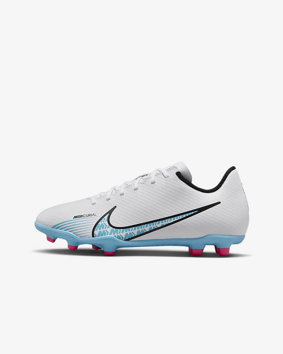 Nike Jr. Mercurial Vapor 15 Club Younger/Older Kids' Multi-Ground Low-Top Football Boot - White/Pink Blast/Baltic Blue