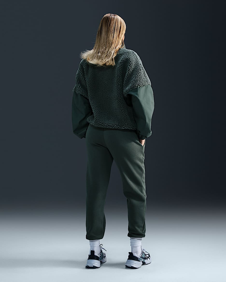 Nike Sportswear Phoenix Fleece Women's Mid-Rise Tracksuit Bottoms - Vintage Green/Sail