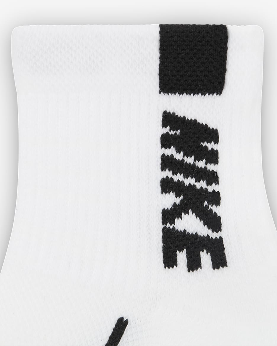 Nike Dri-FIT Multiplier Little Kids' Quarter-Length Socks (3 Pairs) - White