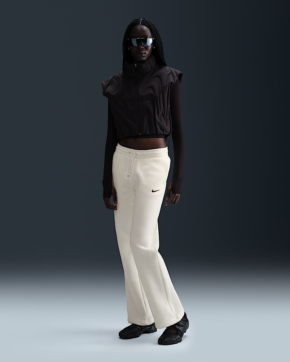Nike Sportswear Phoenix Fleece Women's Mid-Rise Open-Hem Pants - Sail/Black