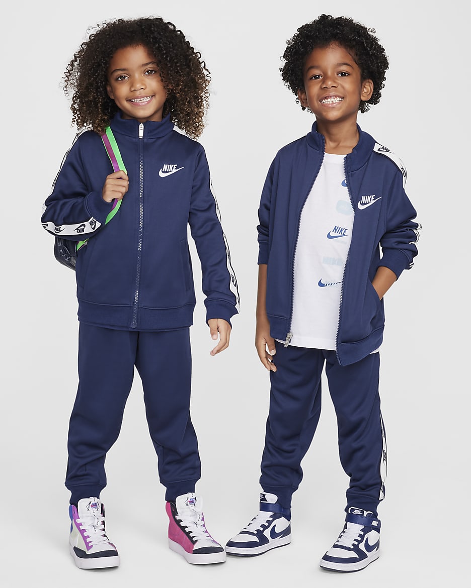 Nike Dri-FIT Little Kids' 2-Piece Full-Zip Set with Logo Taping - Midnight Navy