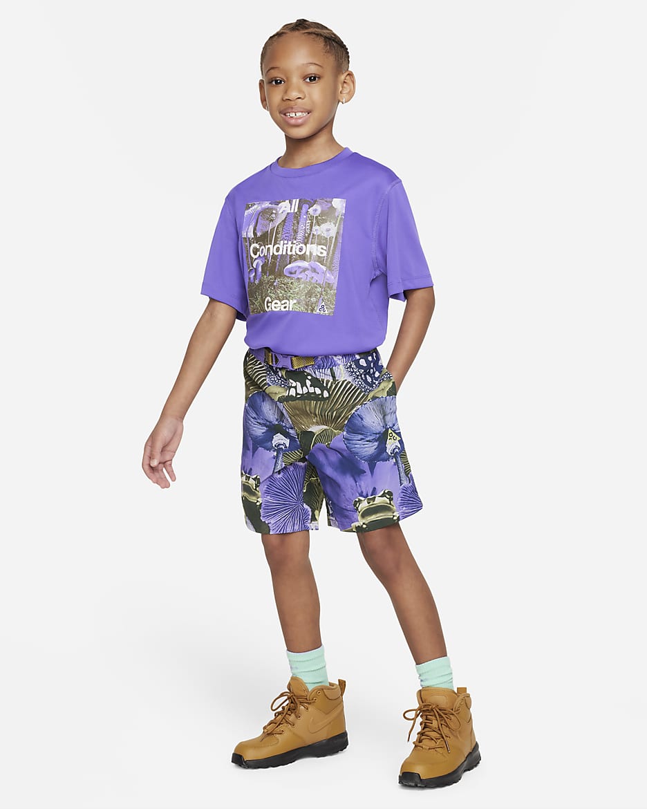 Nike ACG Printed Trail Shorts Younger Kids' Shorts - Action Grape