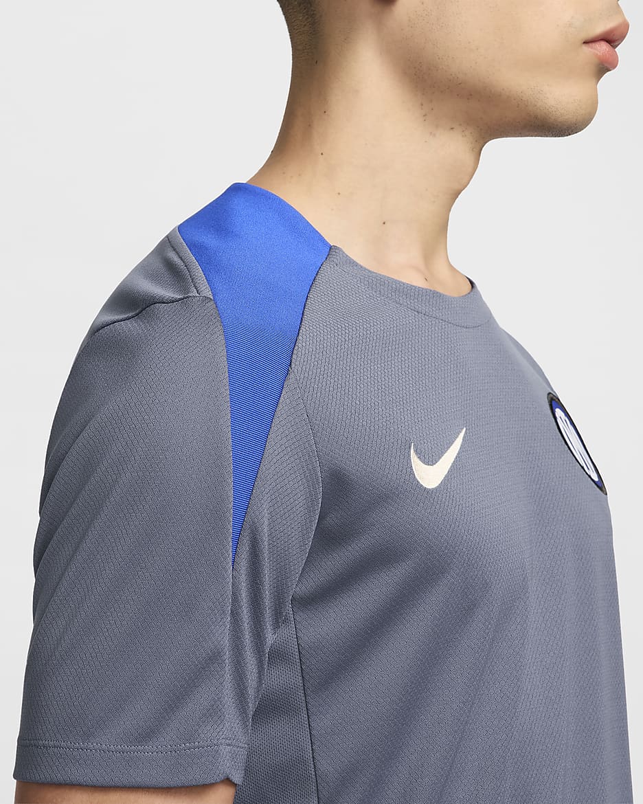 Inter Mailand Strike Nike Dri-FIT Kurzarm-Fußballoberteil (Herren) - Diffused Blue/Lyon Blue/Sanddrift