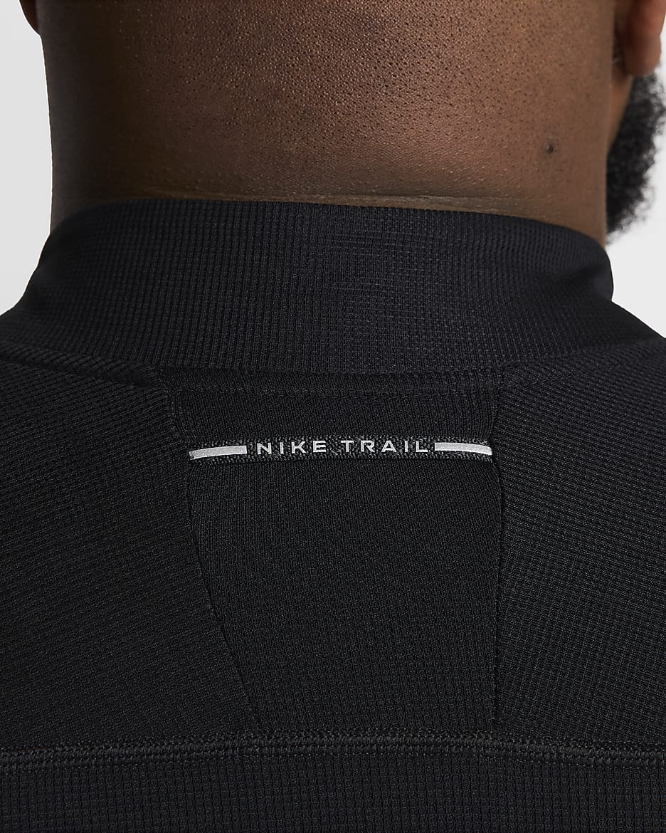 Nike Trail Capa intermedia con media cremallera Dri-FIT - Hombre - Negro/Summit White