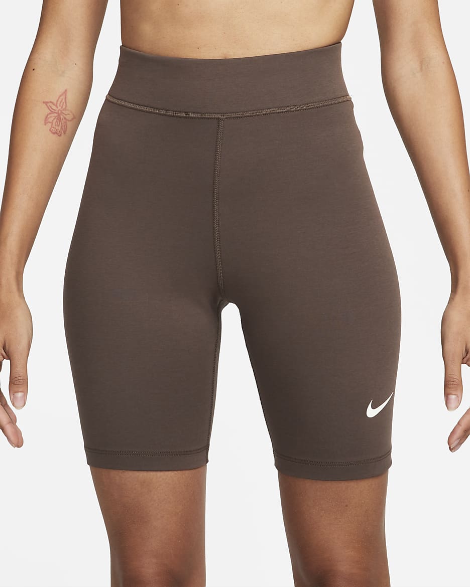 Nike Sportswear Classic Women's High-Waisted 8" Biker Shorts - Baroque Brown/Sail