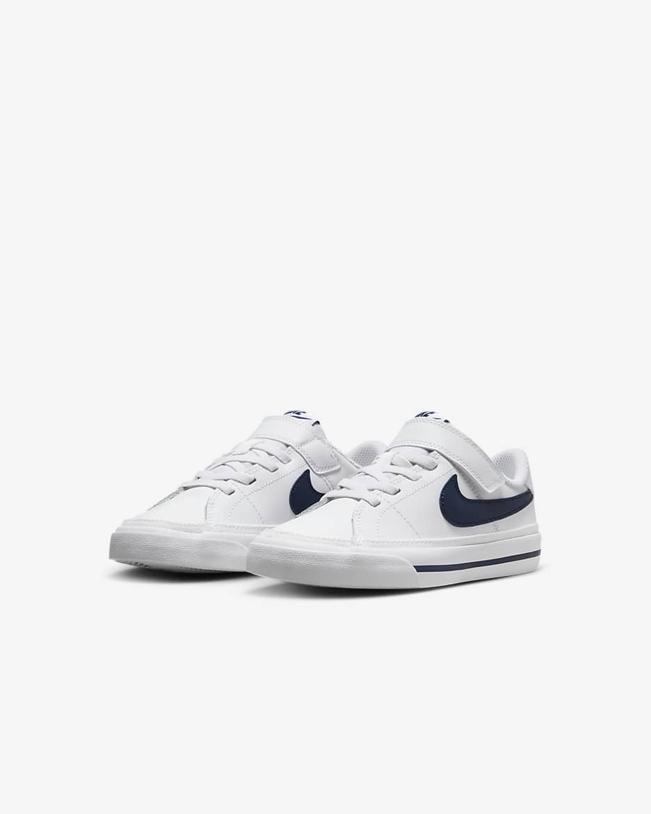 NikeCourt Legacy Younger Kids' Shoes - White/Midnight Navy