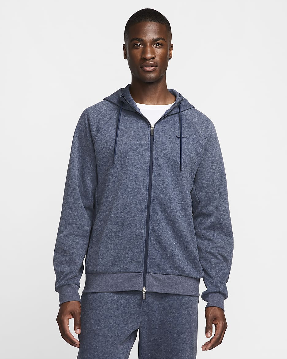 Nike Primary Men's Dri-FIT UV Full-Zip Versatile Hoodie - Obsidian/Heather/Obsidian