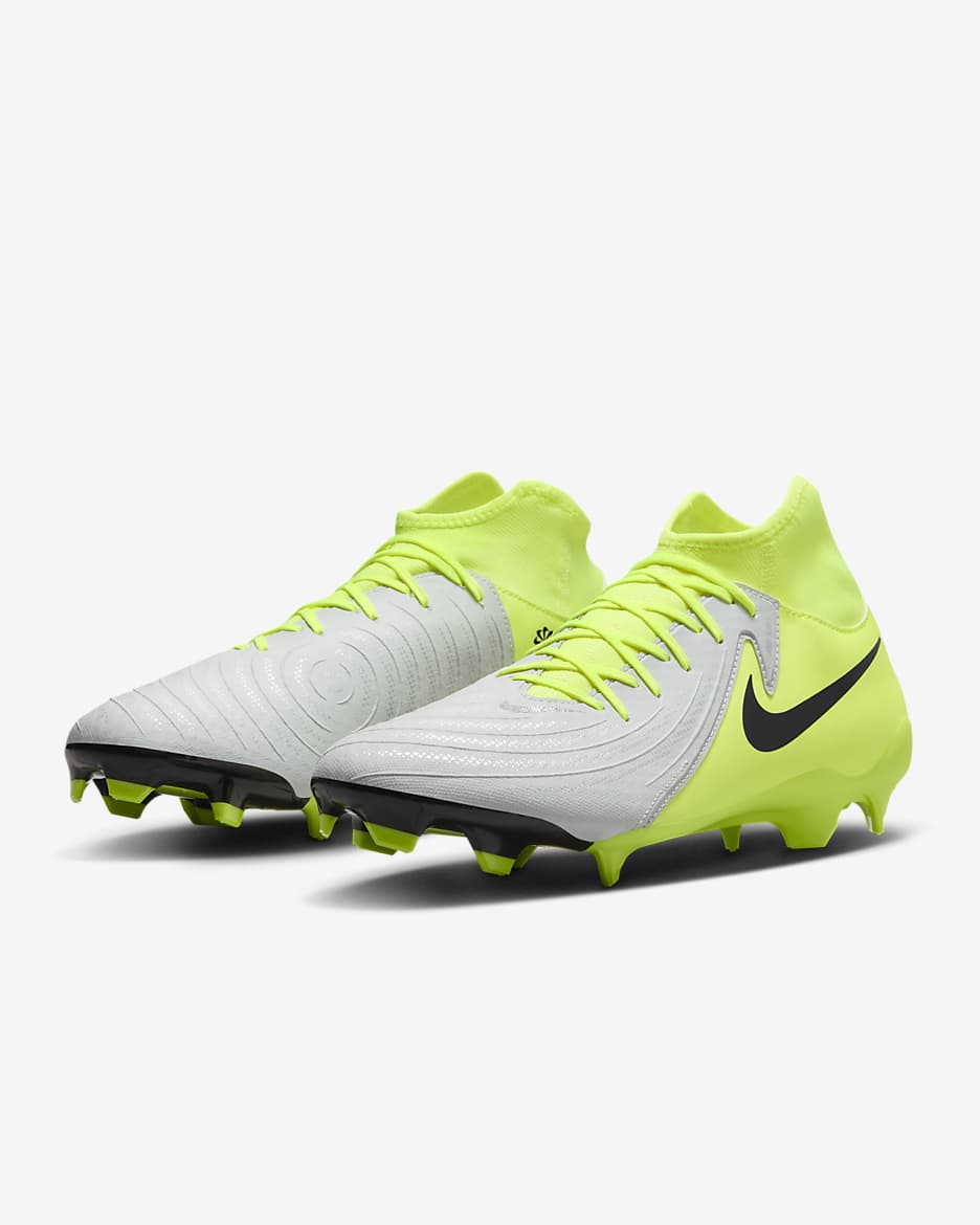 Nike Phantom Luna 2 Academy Botes de futbol de perfil alt per a terrenys diversos - Platejat metal·litzat/Volt/Negre