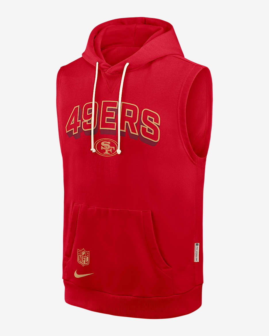 San Francisco 49ers Sideline Men's Nike Dri-FIT NFL Sleeveless Pullover Hoodie - Red