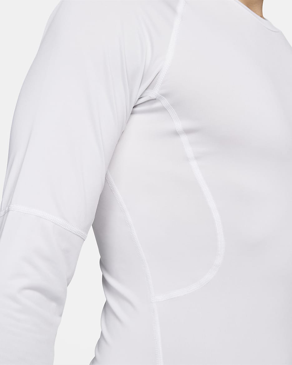 Nike Pro Men's Dri-FIT Tight Long-Sleeve Fitness Top - White/Black