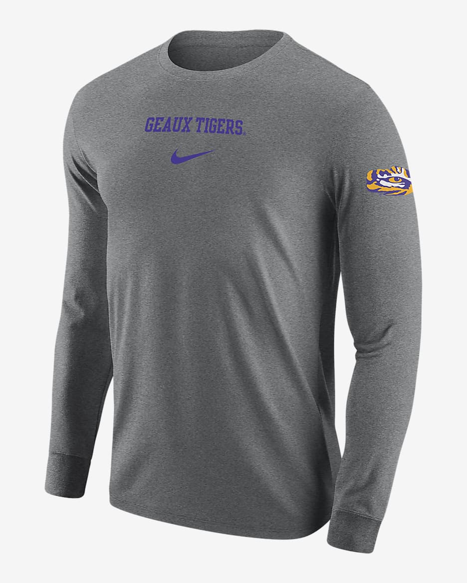 LSU Men's Nike College Long-Sleeve T-Shirt - Dark Grey Heather