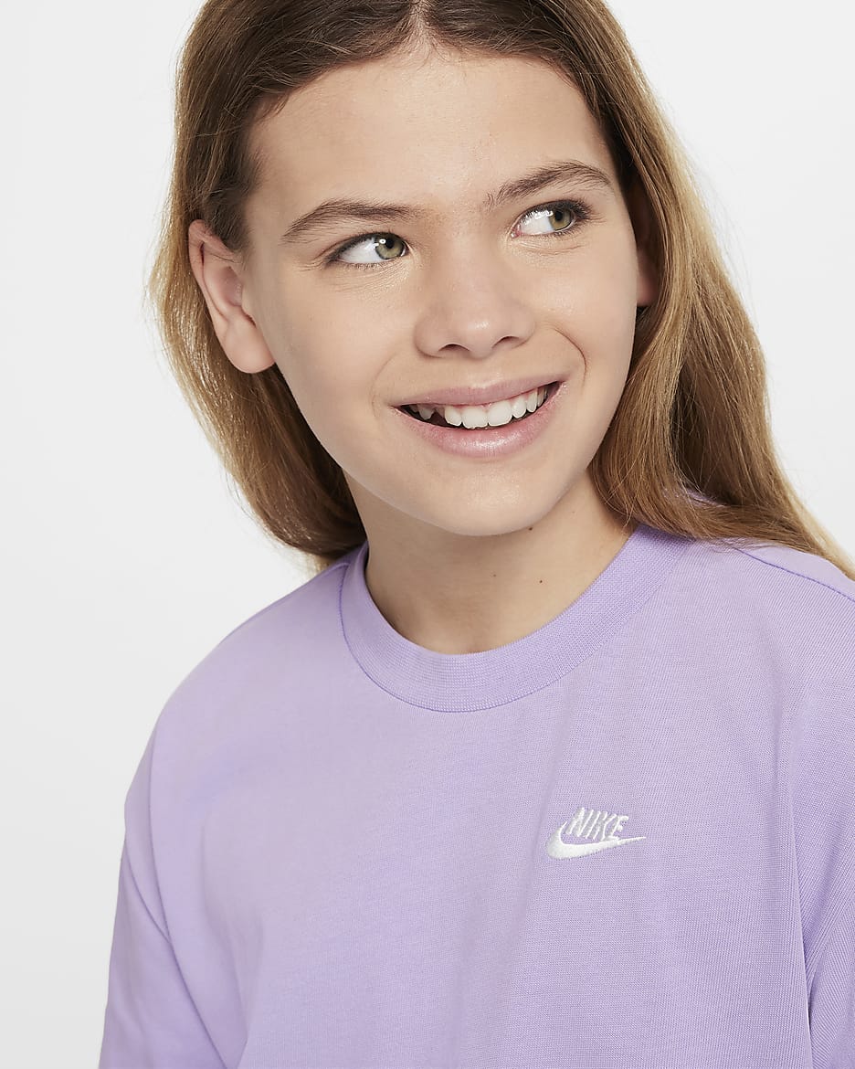 Nike Sportswear Older Kids' (Girls') T-Shirt Dress - Hydrangeas/White