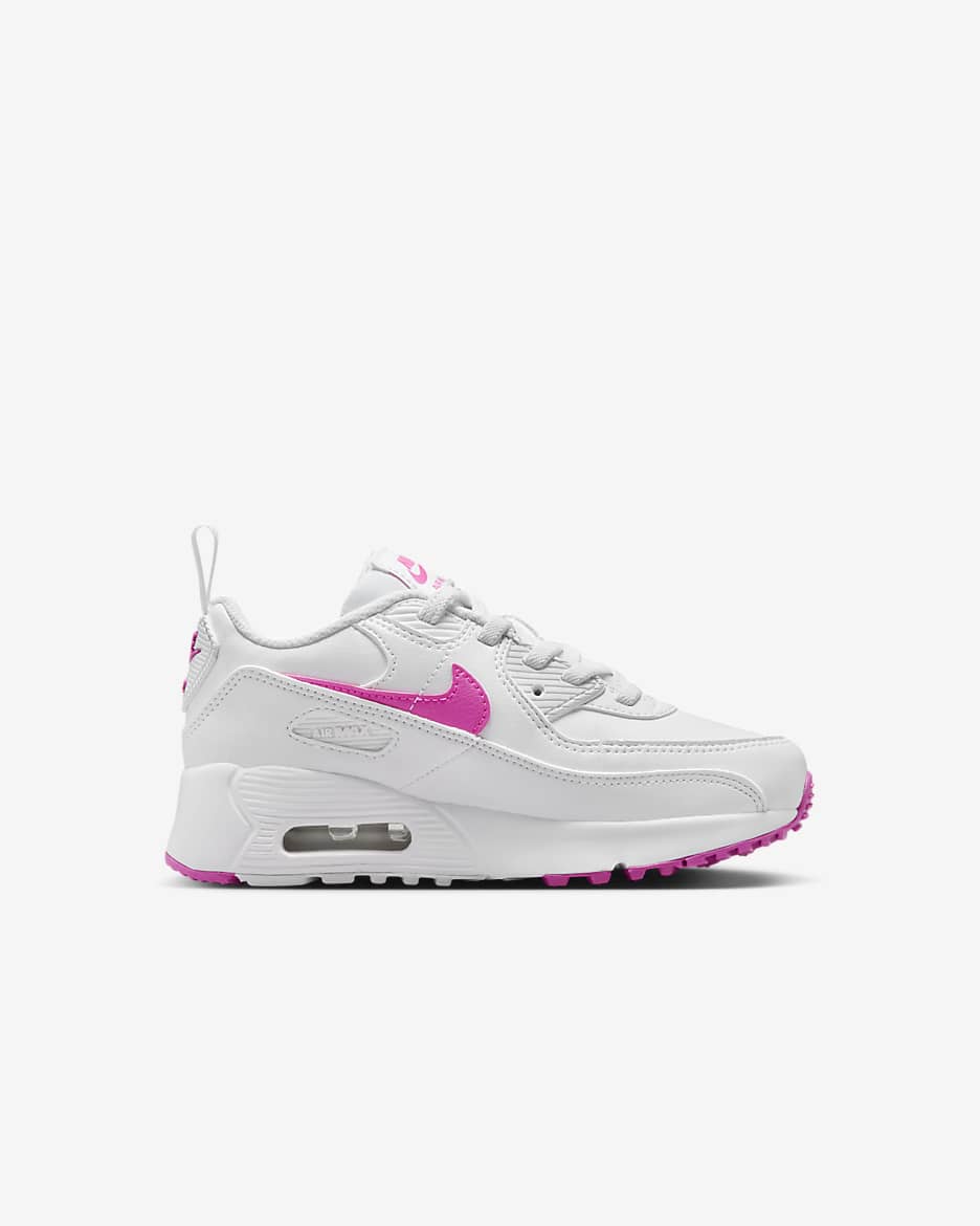 Nike Air Max 90 EasyOn Younger Kids' Shoes - White/Laser Fuchsia