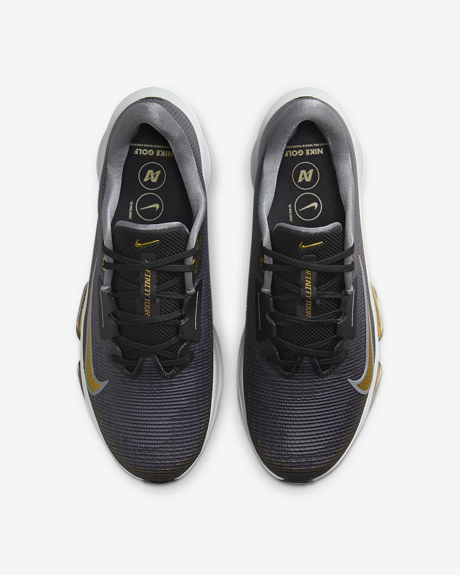 Nike Air Zoom Infinity Tour 2 高爾夫鞋 (寬) - 黑色/Cool Grey/Pure Platinum/Infinite Gold