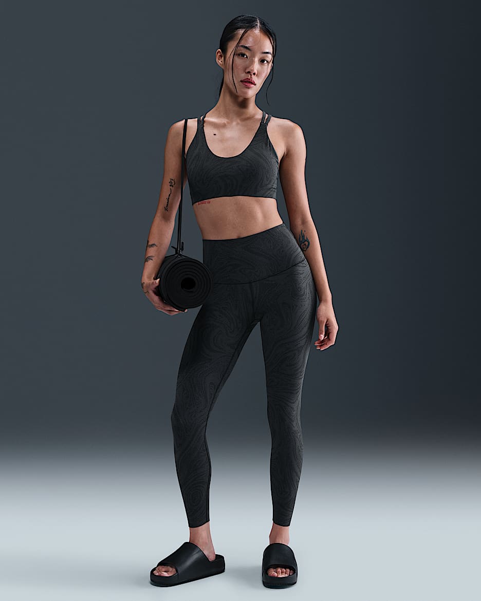 Nike Zenvy Women's Gentle-Support High-Waisted 7/8 Printed Leggings - Black/Dark Smoke Grey