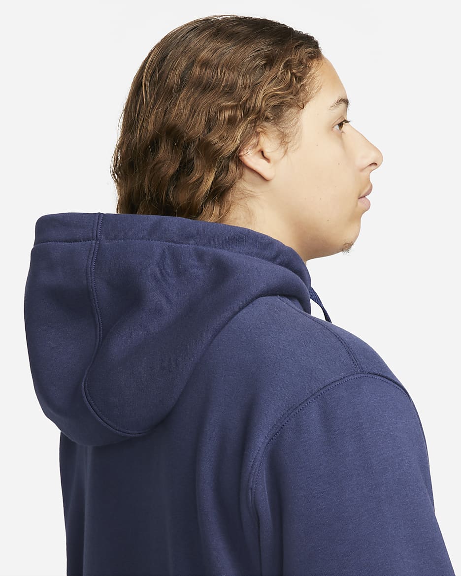 Nike Sportswear Club Fleece Hoodie met rits voor heren - Midnight Navy/Midnight Navy/Wit