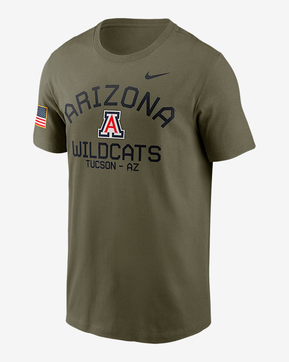 Playera universitaria Nike Dri-FIT para hombre Arizona Wildcats Military Appreciation Team Issue - Oliva