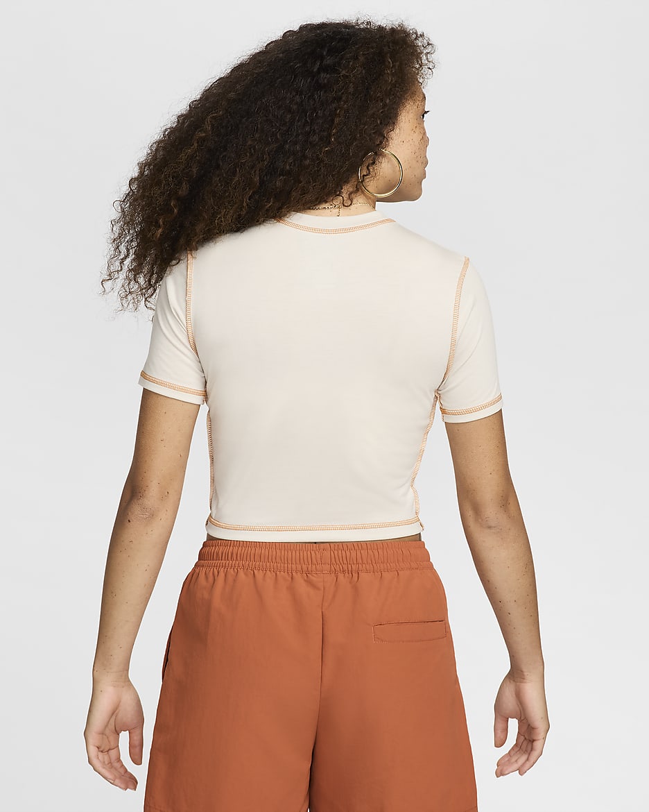 Nike Sportswear Chill Knit Women's Slim Cropped T-Shirt - Light Orewood Brown/Monarch