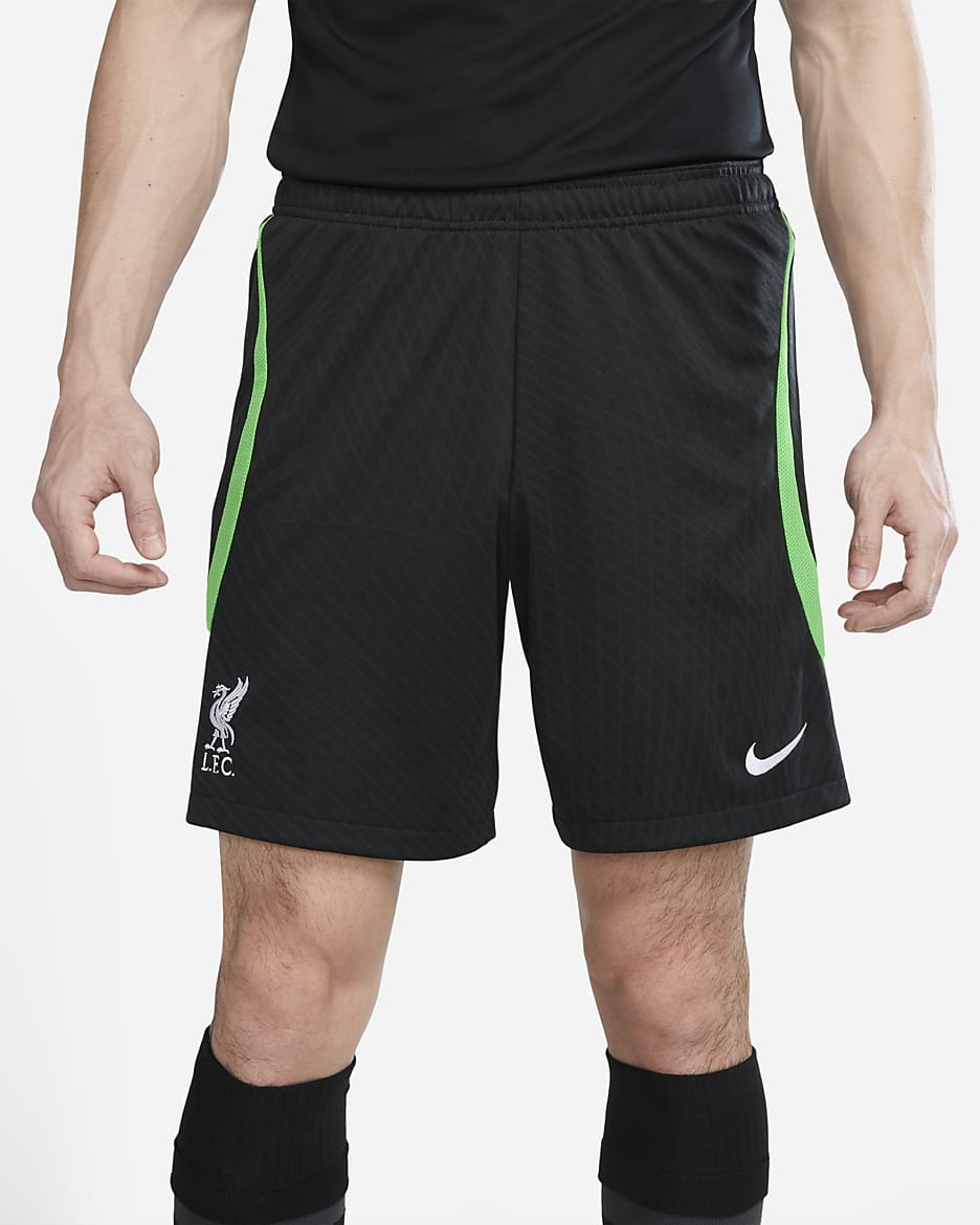 Liverpool FC Strike Men's Nike Dri-FIT Knit Soccer Shorts - Black/Poison Green/White